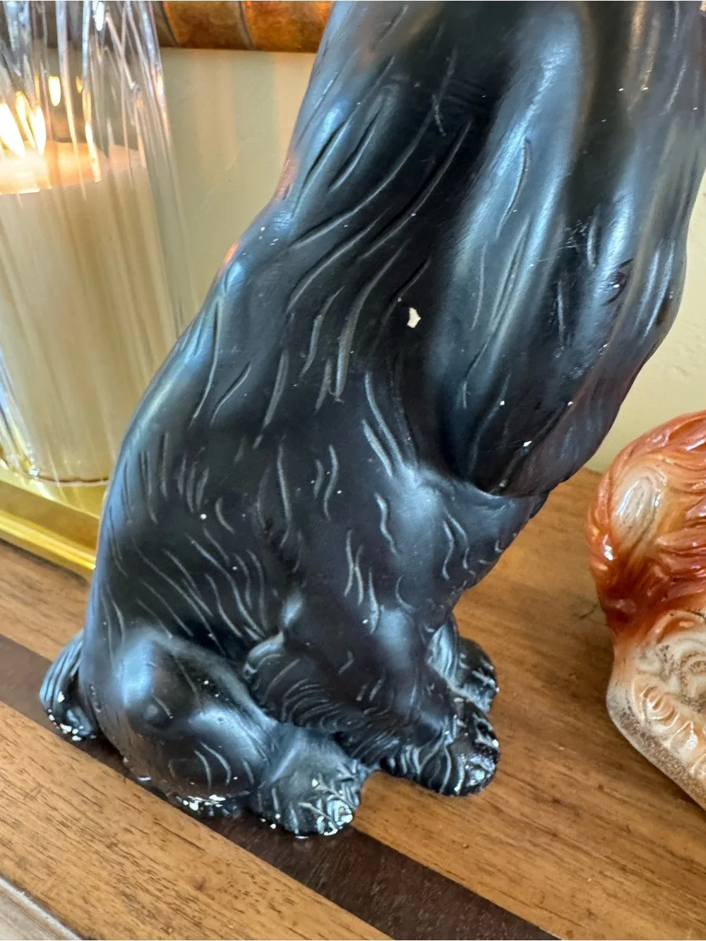 10” tall Black vintage Stafford Decorative Dog Figurine - Classic Pet Decor